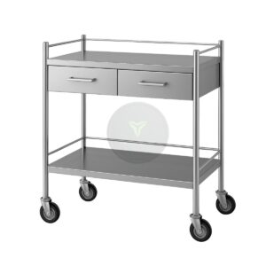 stainless steel instrument trolley dual drawers