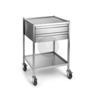 stainless steel medical trolley with 2 drawer compact