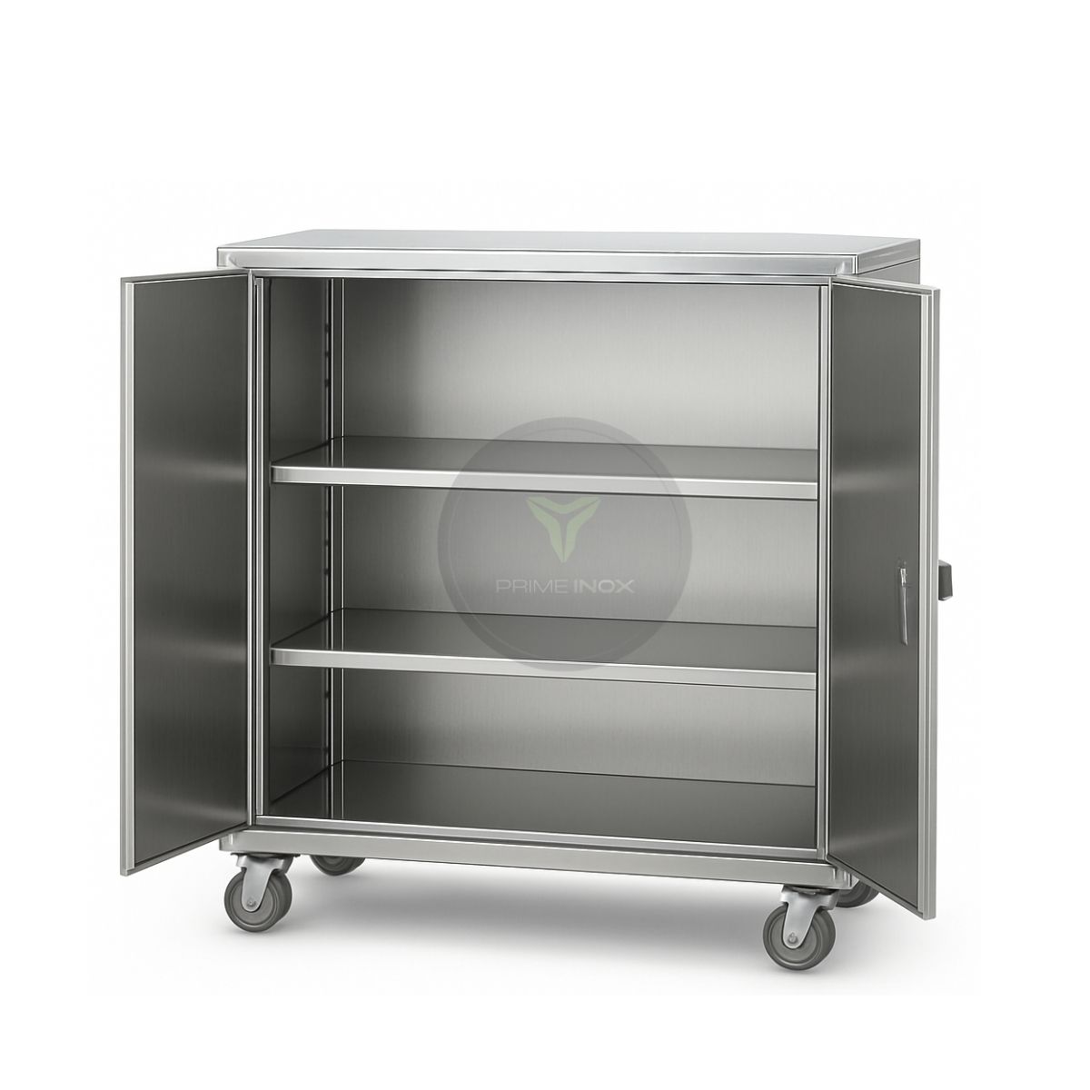 stainless steel mobile storage cabinet open