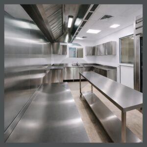 industrial stainless steel kitchen interior commercial setup
