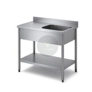 stainless steel single bowl sink table with lower shelf