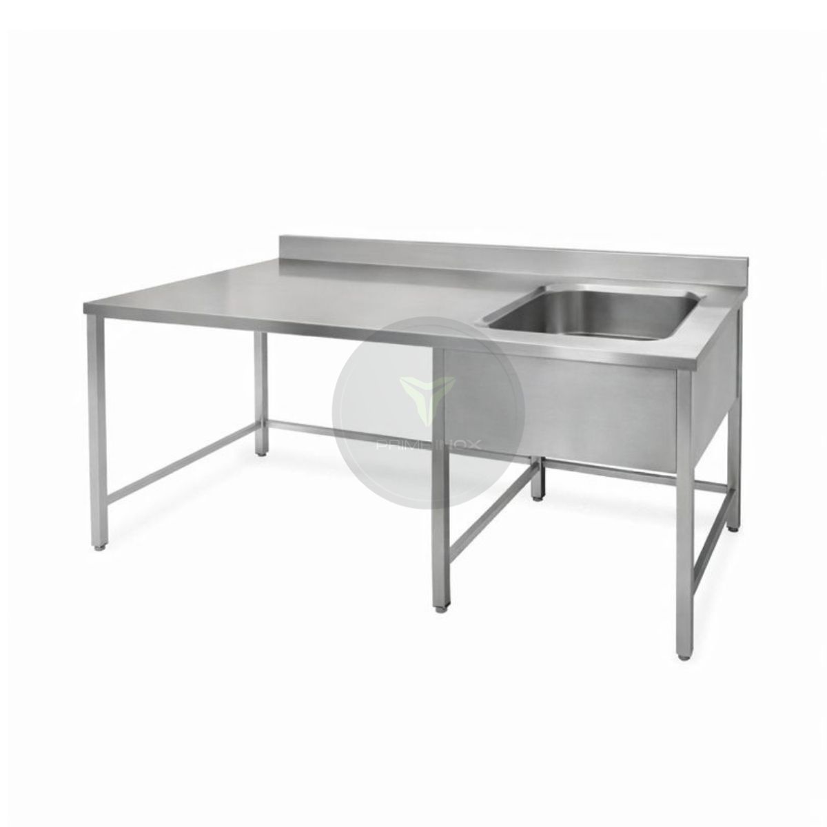stainless steel single bowl sink with extended work table for commercial use